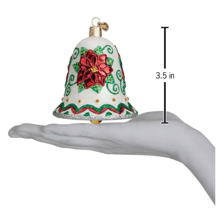 Old World Christmas Poinsettia Bell Blown Glass Ornament