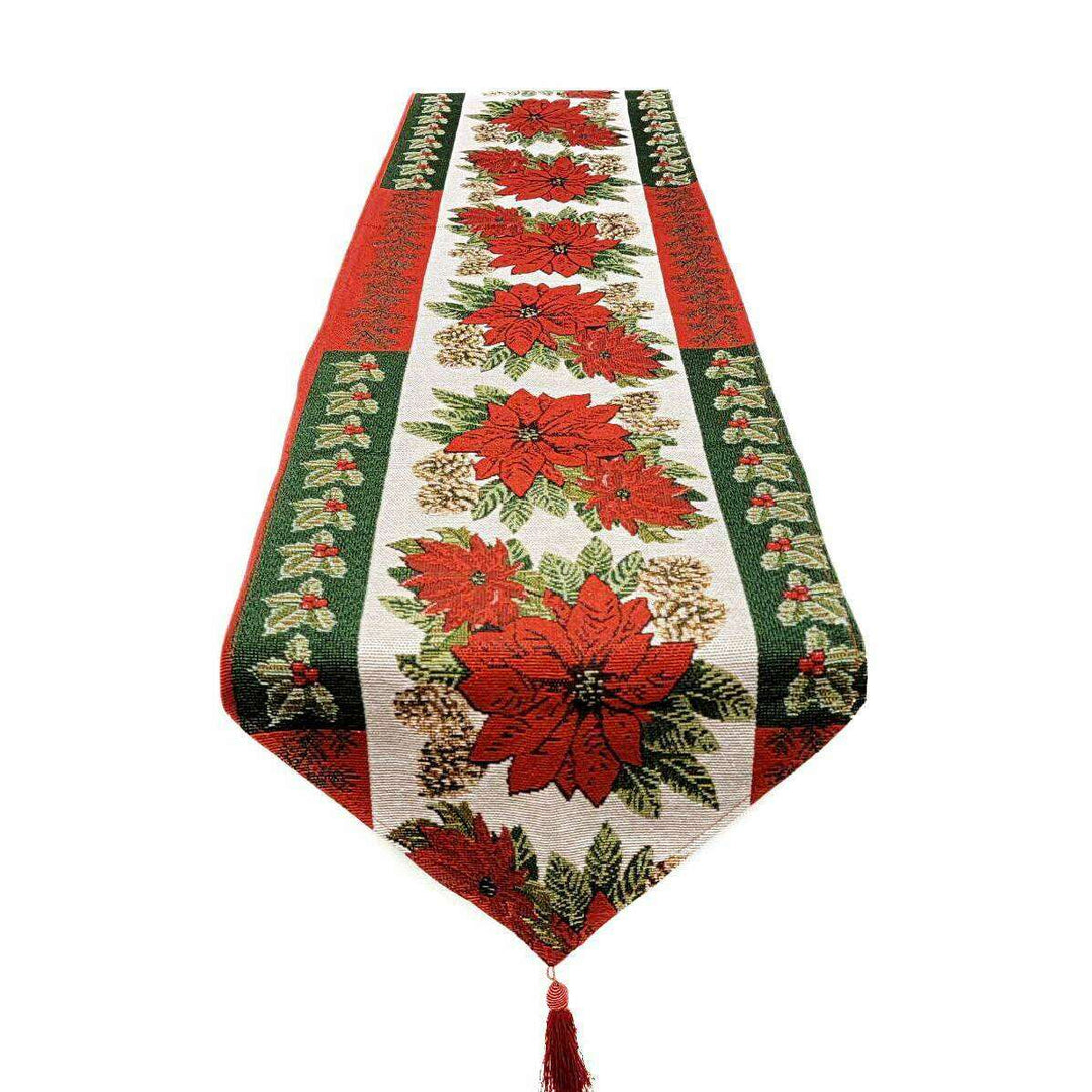 Poinsettia Christmas Table Runner F07M5-8G