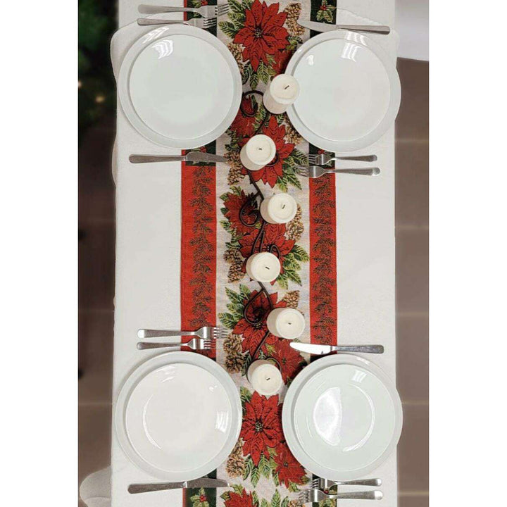 Poinsettia Christmas Table Runner F07M5-8G