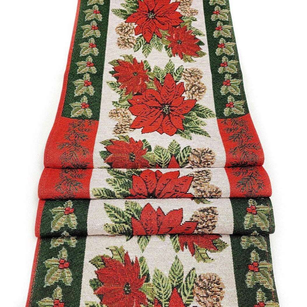 Poinsettia Christmas Table Runner F07M5-8G