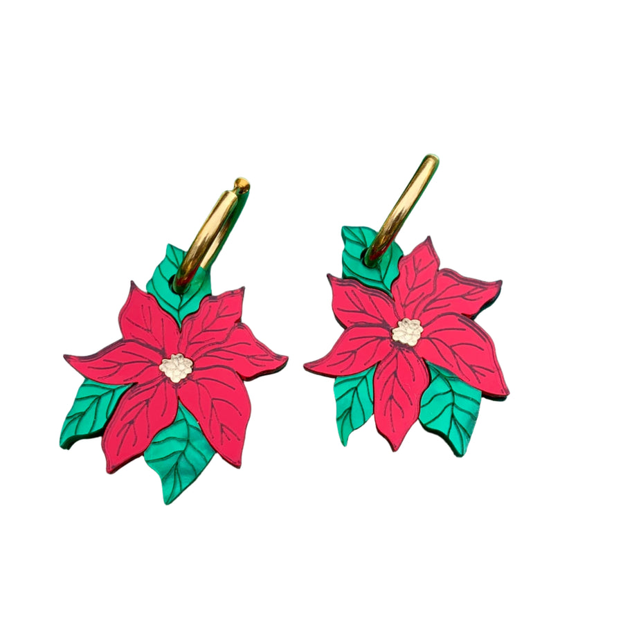 Red poinsettia earrings 
