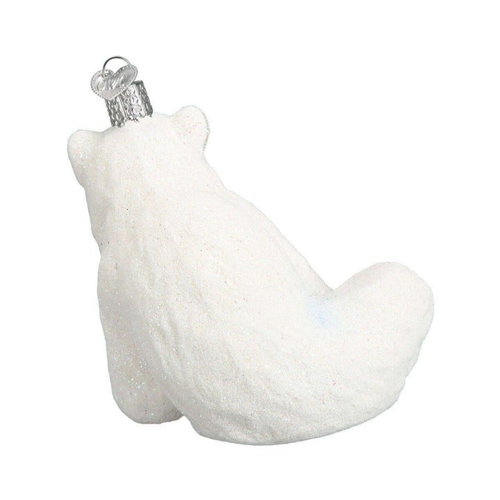 Old World Christmas Polar Bear With Cub Blown Glass Ornament