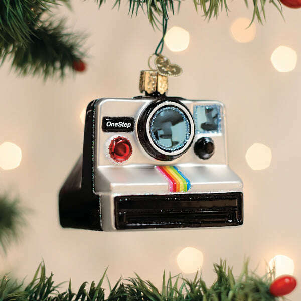 Old World Christmas Polaroid OneStep Camera Blown Glass Ornament