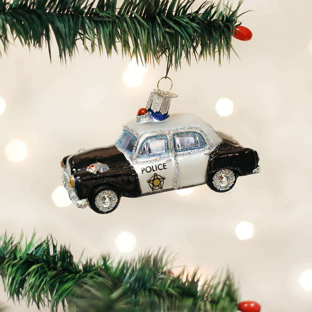 Old World Christmas Police Car Blown Glass Ornament
