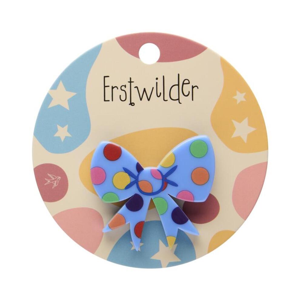 Polka Dot Bow Simplified Mini Brooch Blue by Erstwilder 1