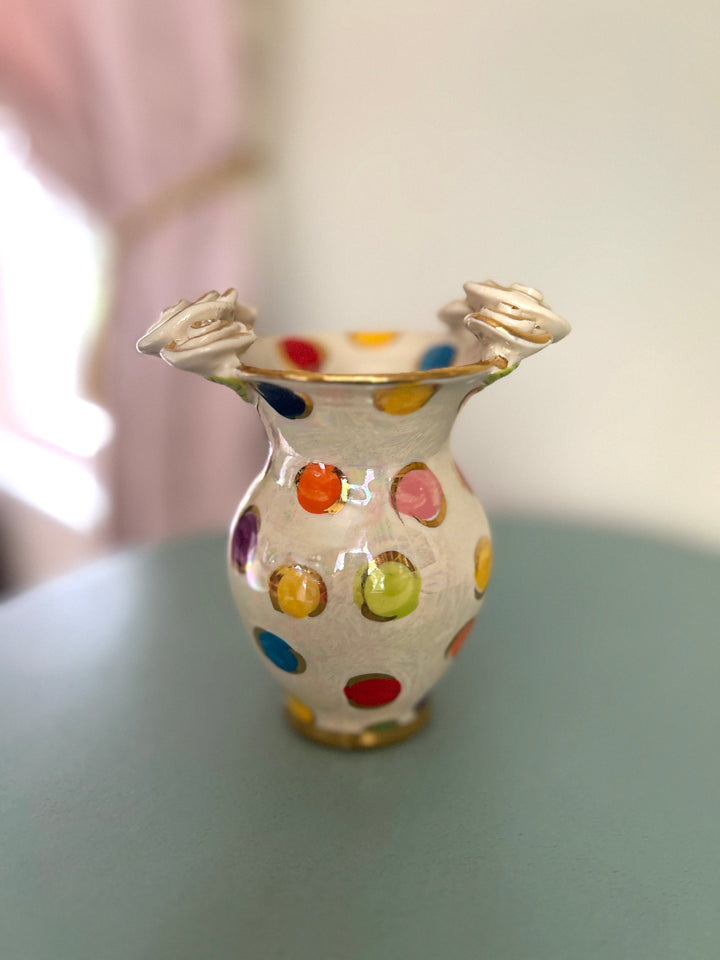 Polka dot vase side view