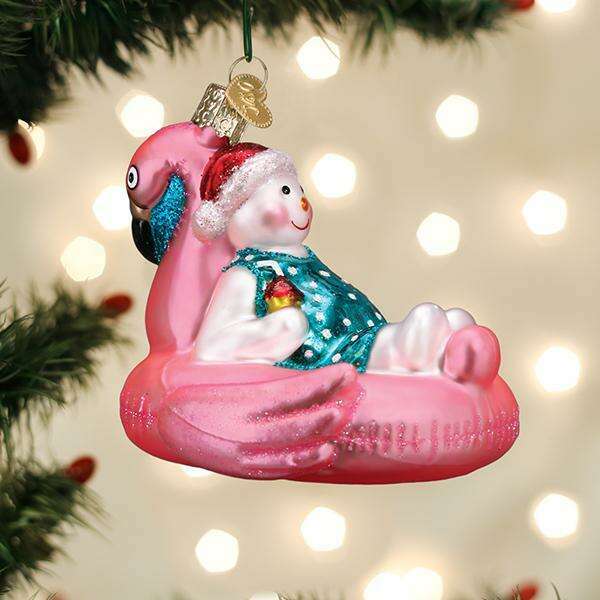 Old World Christmas Pool Float Snowman Blown Glass Ornament