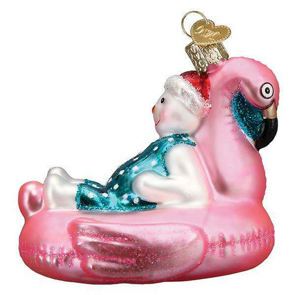 Old World Christmas Pool Float Snowman Blown Glass Ornament