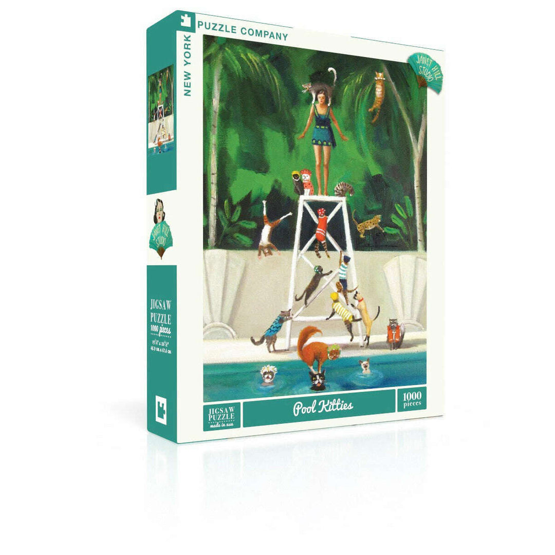 Pool Kitties Puzzle Featuring Artwork of Janet Hill