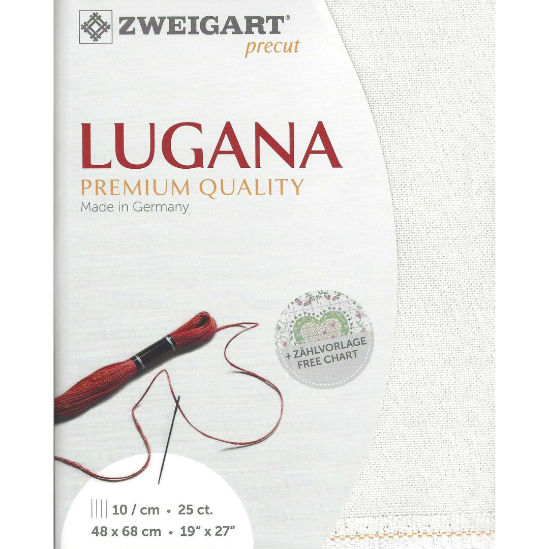 Precut Lugana 25 count White with pearl lurex 3835/11