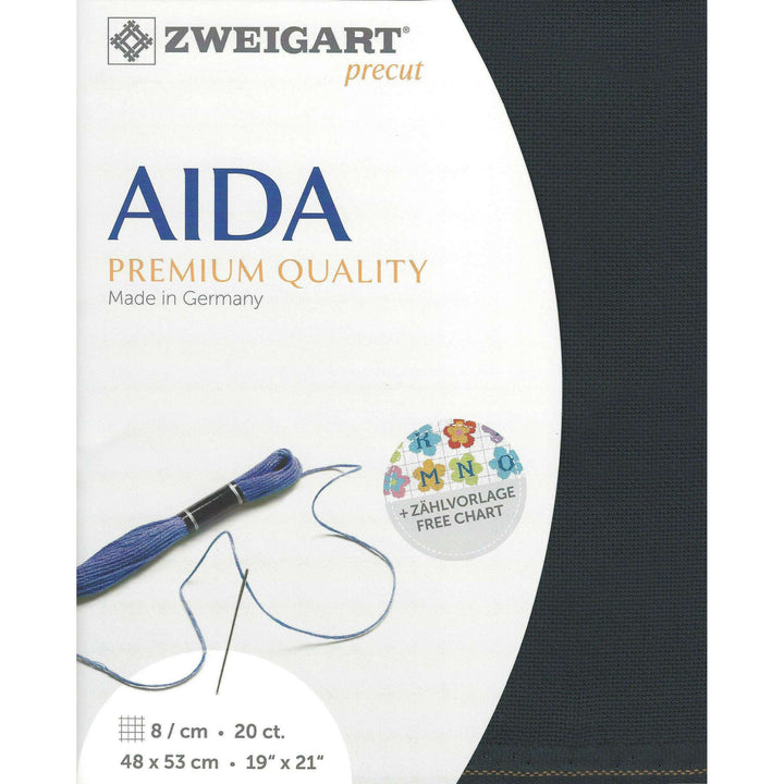 Precut  Zweigart Aida extra fine 20 count Charcoal Grey 3326/7026