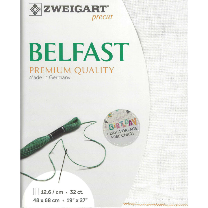 Precut  Zweigart Belfast 32 count White 3609/100