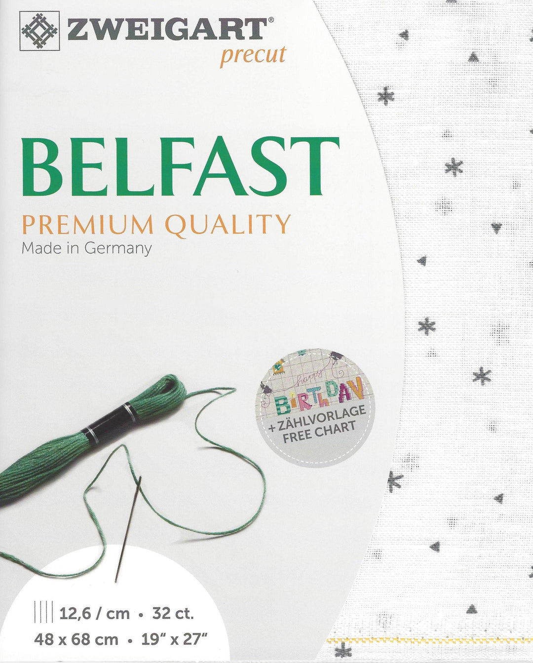 Precut Zweigart Belfast Sparkle 32 count Dark Grey Sparkle on White Linen 3609/1369