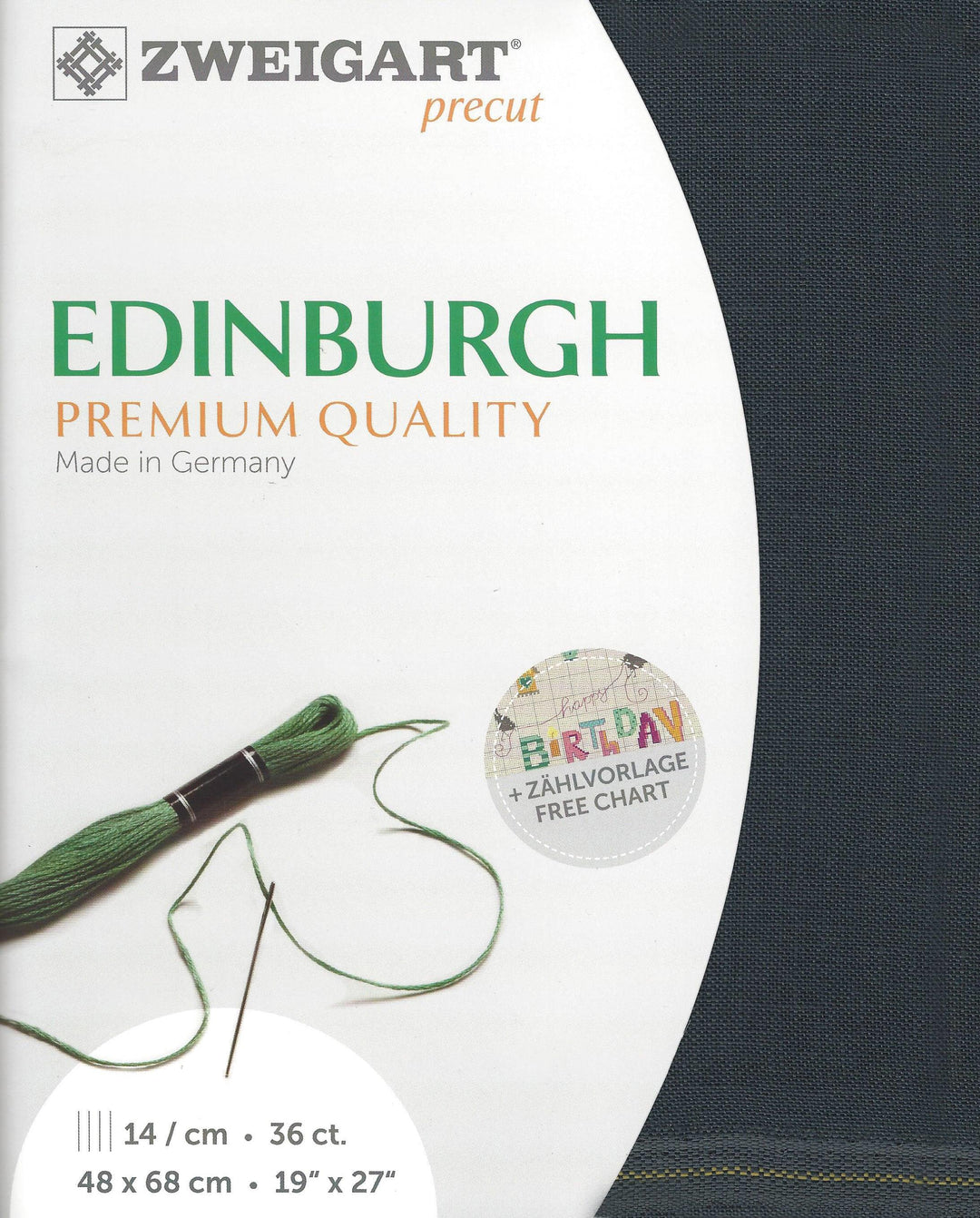 Precut  Zweigart Edinburgh 36 count Charcoal Gray 3217/7026