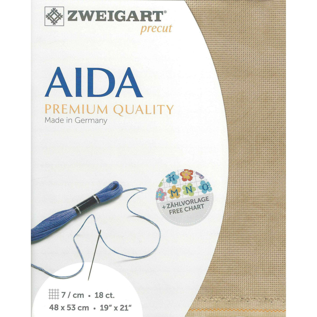 Precut  Zweigart Fein-Aida Vintage 18 count Vintage Country Mocha 3793/3009