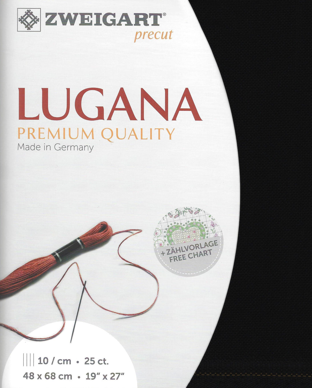 Precut  Zweigart Lugana 25 count Black 3835/720