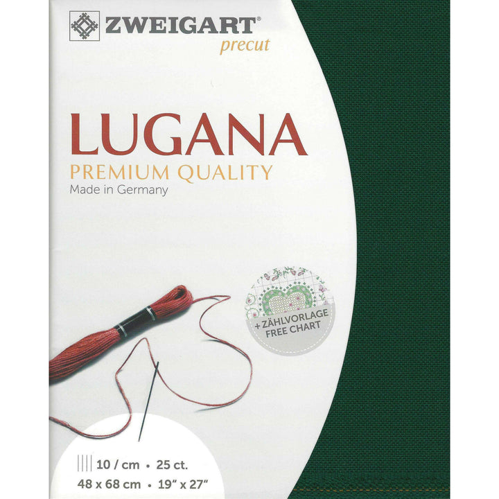 Precut Zweigart Lugana 25 count Forest Green 3835/647