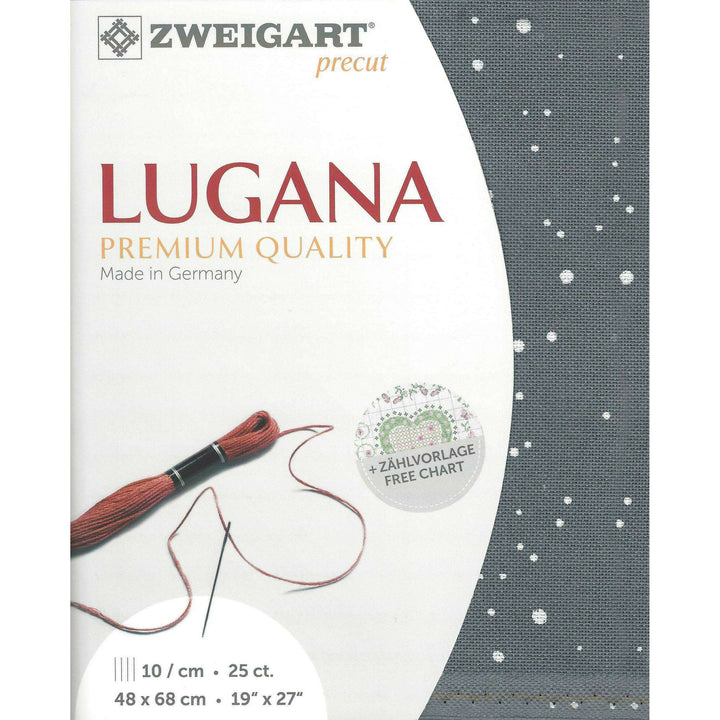 Precut Zweigart Lugana Splash 25 count Basalt Splash 3835/7419