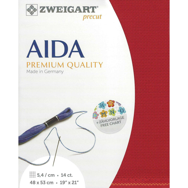 Precut  Zweigart Stern-Aida 14 count Christmas Red 3706/954