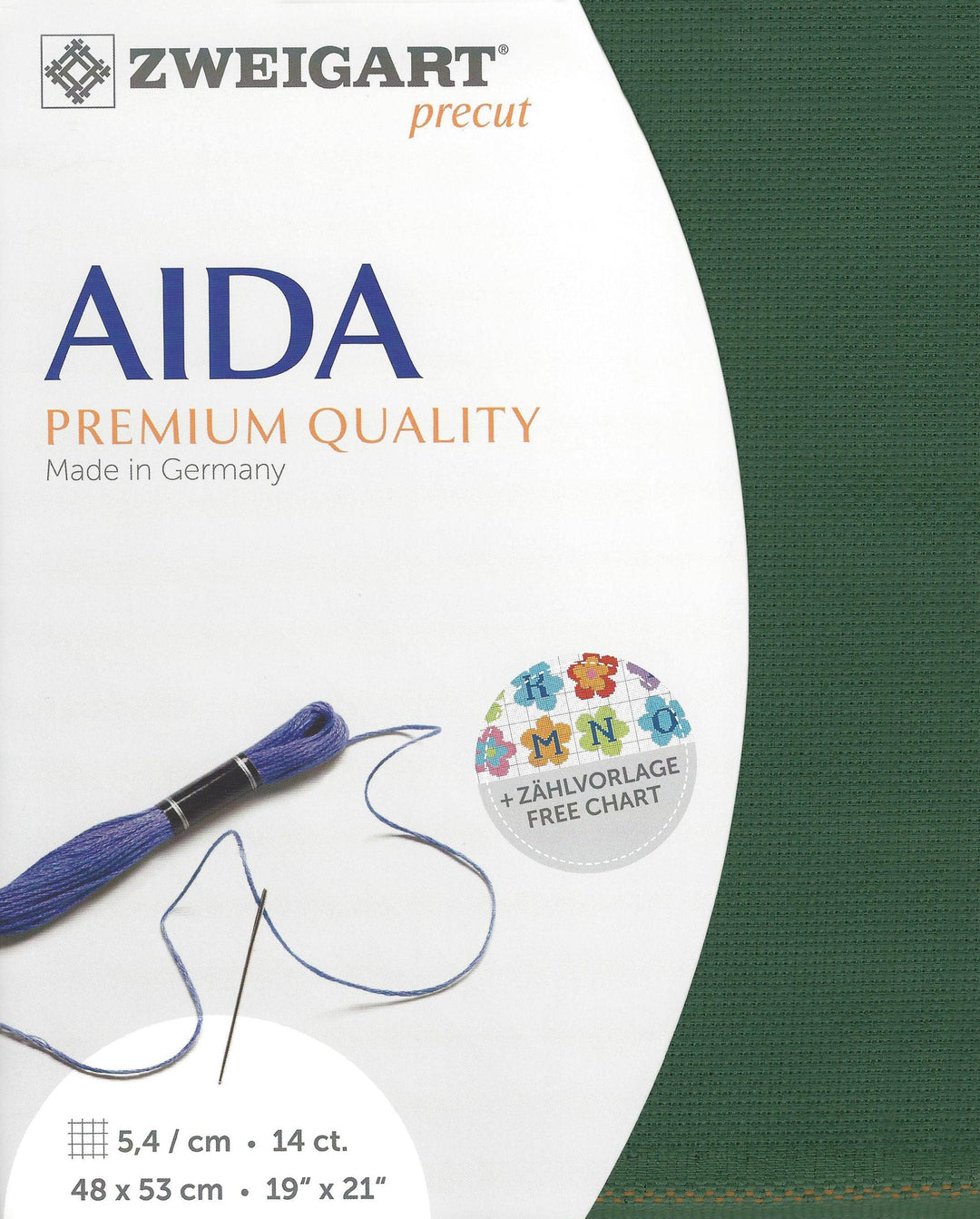 Precut Zweigart Stern-Aida 14 count Dark Green 3706/6037