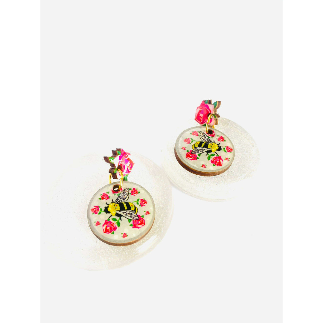 Pretty Bee & Roses Earrings by Rose Rose Parker