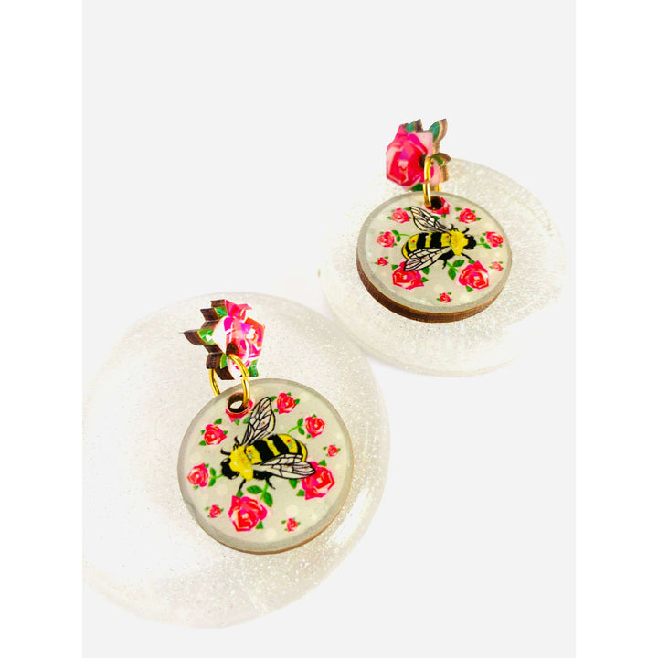 Pretty Bee & Roses Earrings by Rose Rose Parker