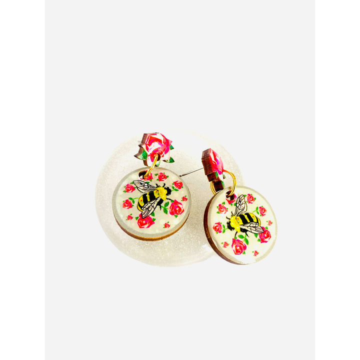 Pretty Bee & Roses Earrings by Rose Rose Parker