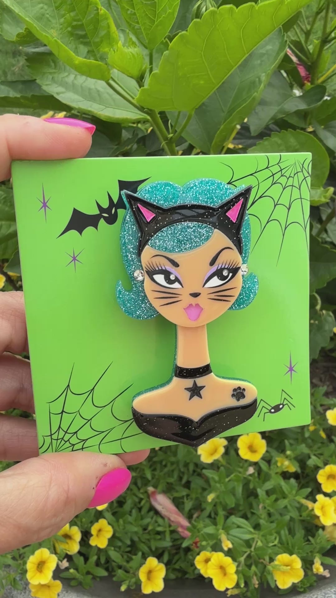 Cat's Meow Spooky Doll Brooch by Miss Fluff x Lipstick & Chrome