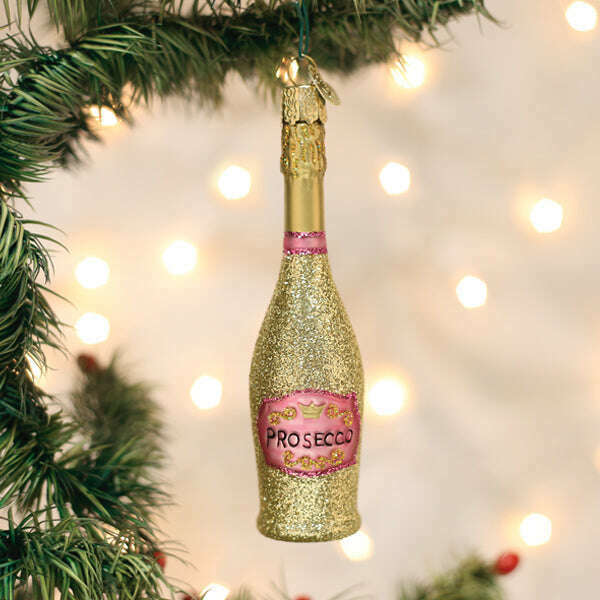 Old World Christmas Prosecco Bottle Blown Glass Ornament