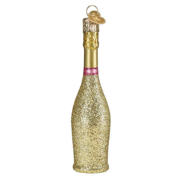 Old World Christmas Prosecco Bottle Blown Glass Ornament