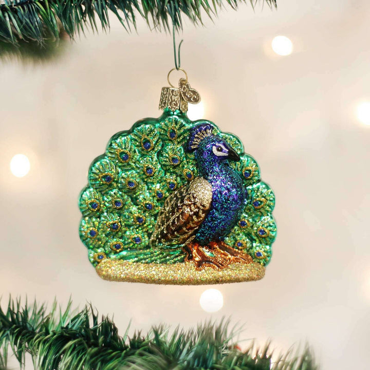 Old World Christmas Proud Peacock Blown Glass Ornament