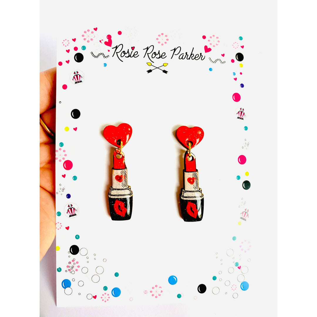 Pucker Up Lipstick Earrings by Rosie Rose Parker