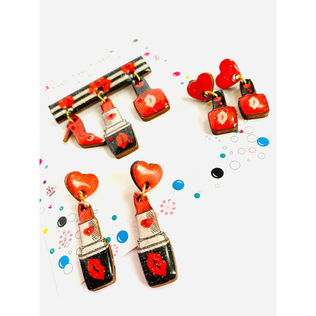 Pucker Up Lipstick Earrings by Rosie Rose Parker