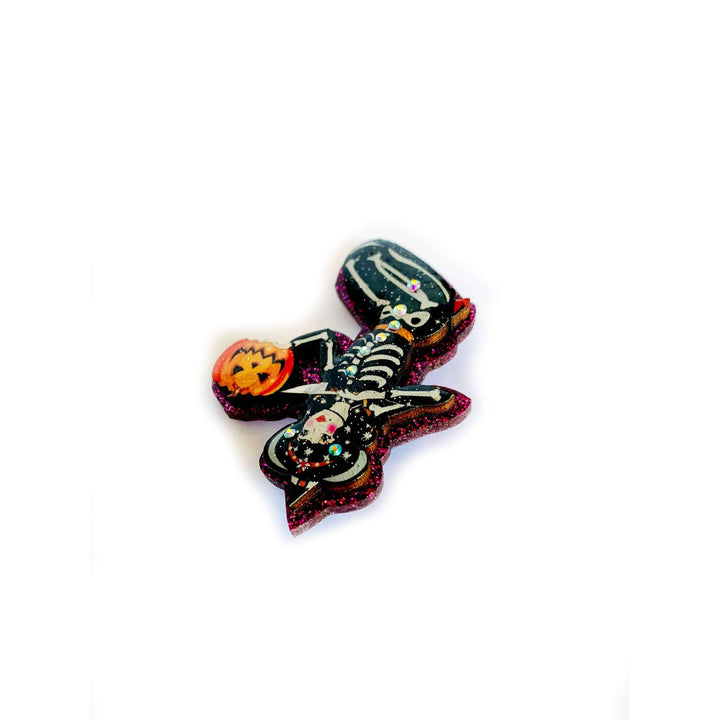 Pumpkin Carving Witch Brooch by Rosie Rose Parker