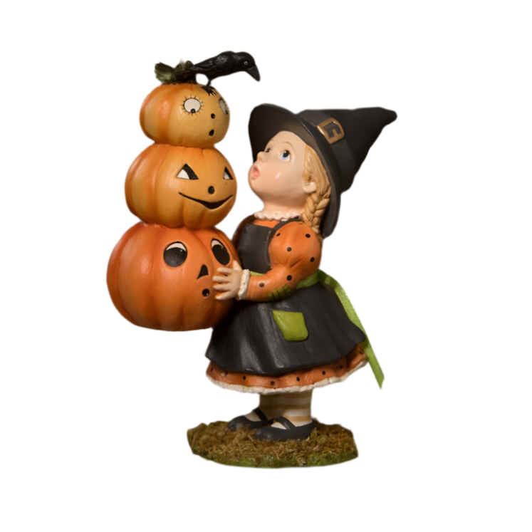 bethany lowe girl pumpkin halloween figurine