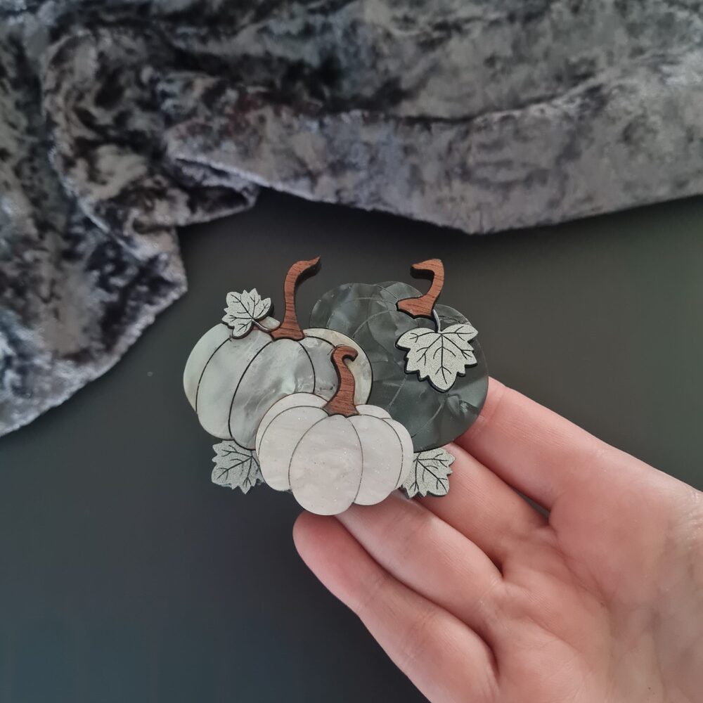 Pumpkin Patch Trio Brooch or Necklace - Three Colours by Cherryloco Jewellery 1