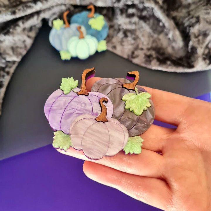 Pumpkin Patch Trio Brooch or Necklace - Three Colours by Cherryloco Jewellery 2