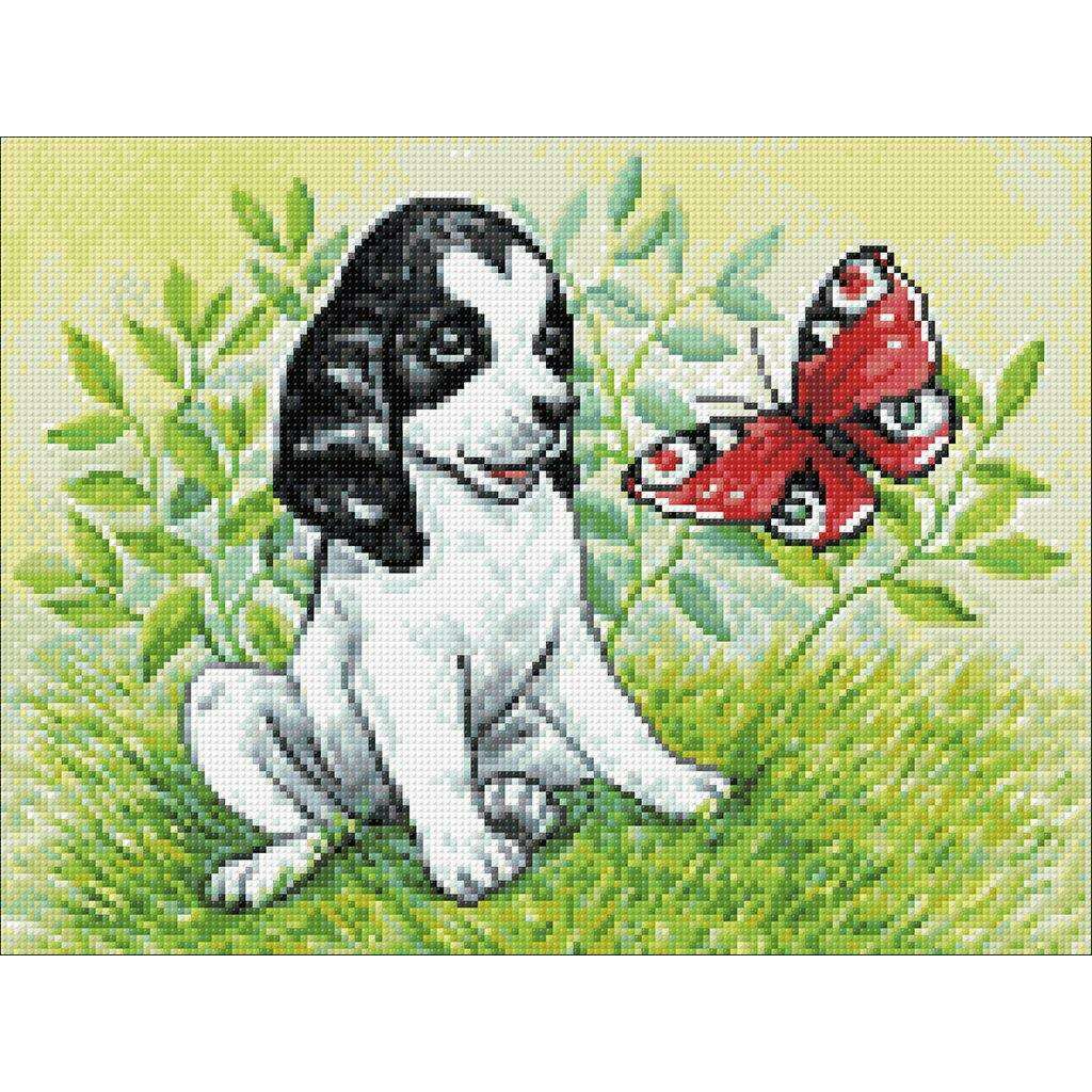 Puppy and Butterfly CS2675 15.8 x 11.8 inches Crafting Spark Diamond Painting Kit