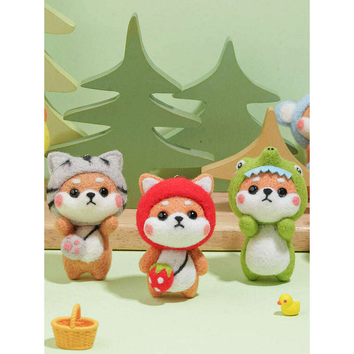 Puppy in Rabbit Costume Needle Felting Kit. Wizardi DIY Wool Craft Kit F07N8-W4