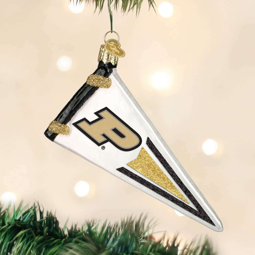 Old World Christmas Purdue Pennant Blown Glass Ornament