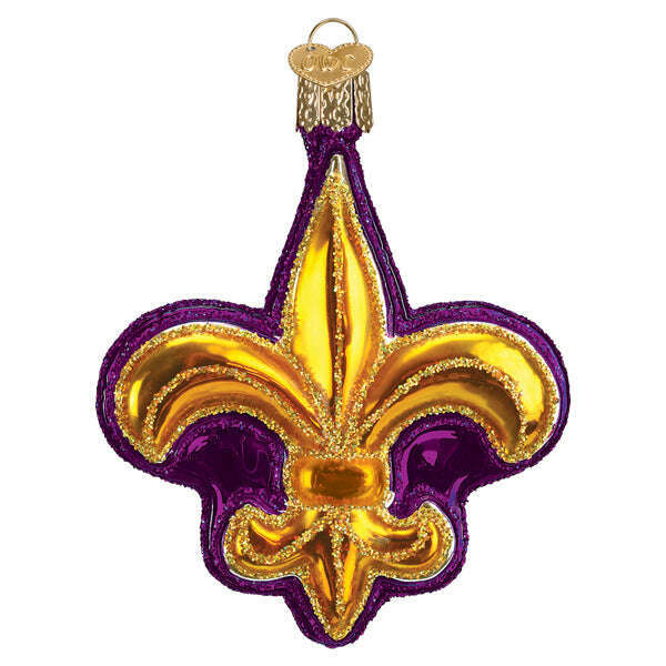 Old World Christmas Purple Fleur-de-lis Blown Glass Ornament