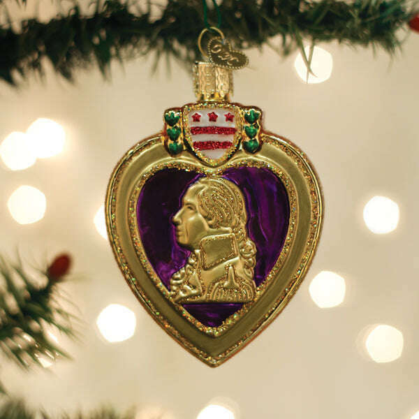 Old World Christmas Purple Heart Blown Glass Ornament