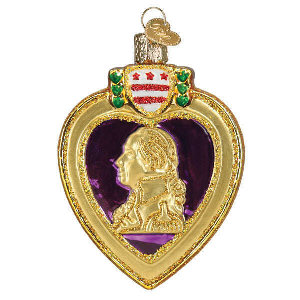 Old World Christmas Purple Heart Blown Glass Ornament