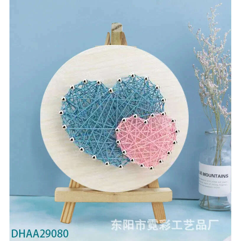 Purple Hearts String Art Kit with Stand. Simple Decorative DIY String Art Craft Kit M1-4 DHAA29080