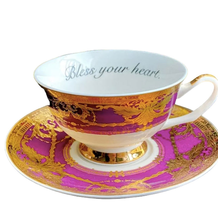 Bless Your Heart Insult Teacup and Saucer - Purple Perfection by Miss Havisham