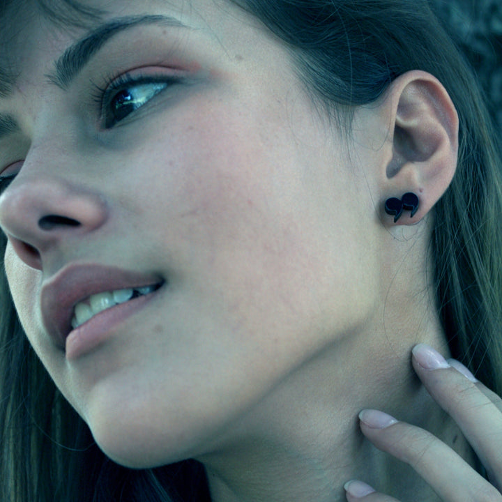 Last Chance! Quotation Earrings in Black