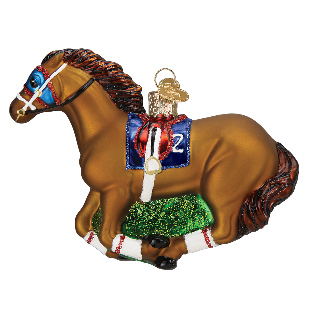 Old World Christmas Racehorse Blown Glass Ornament
