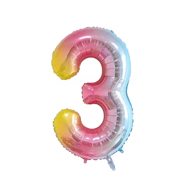 Rainbow Gradient Colorful Number Balloon Foil Balloon F07M1-77-3