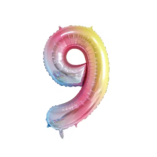 Rainbow Gradient Colorful Number Balloon Foil Balloon F07M1-77-9