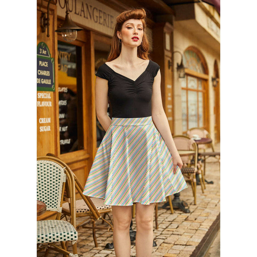 Rainbow Stripe Skater Skirt
